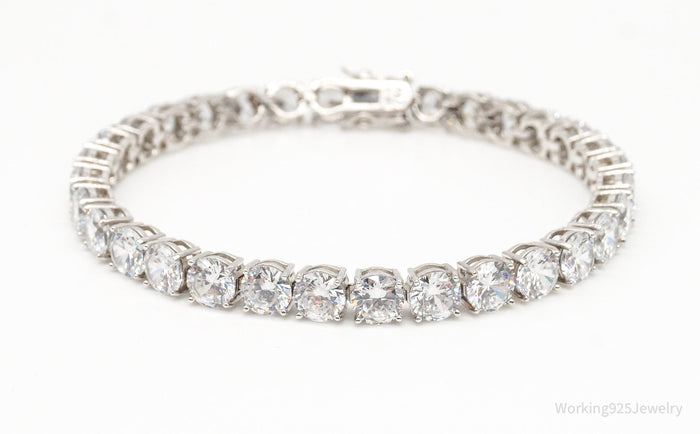Vintage Designer PAJ Large Cubic Zirconia Sterling Silver Tennis Bracelet
