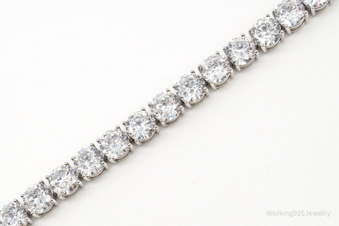 Vintage Designer PAJ Large Cubic Zirconia Sterling Silver Tennis Bracelet