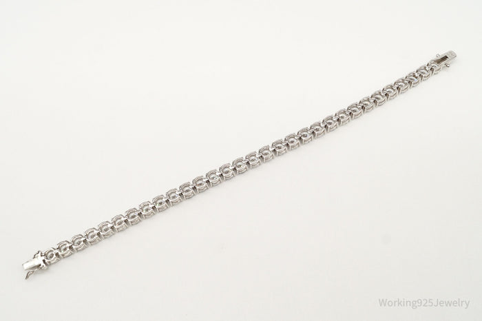 Vintage Designer PAJ Large Cubic Zirconia Sterling Silver Tennis Bracelet