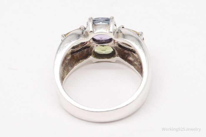 Vintage Designer PD Multi Gem Sterling Silver Ring - Size 6