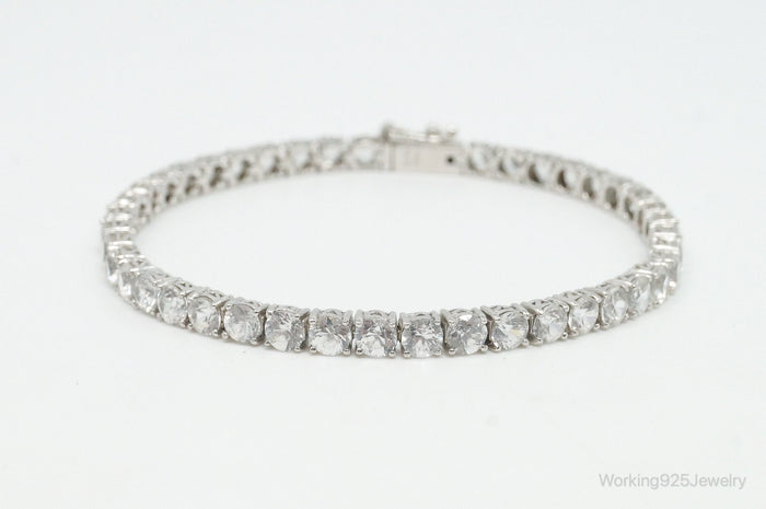 Vintage Designer PJC Classic Cubic Zirconia Sterling Silver Tennis Bracelet