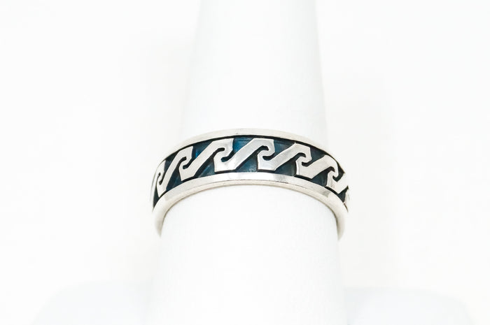Vintage Designer PSCL Oxidized Design Sterling Silver Band Ring - Sz 10
