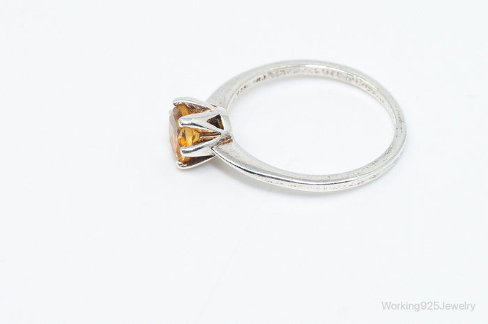 Vintage Designer RJ Citrine Sterling Silver Ring - SZ 6.75