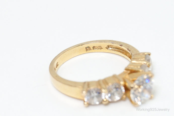 Vintage Designer Ross Simons CZ Gold Vermeil Sterling Silver Ring SZ 5.75