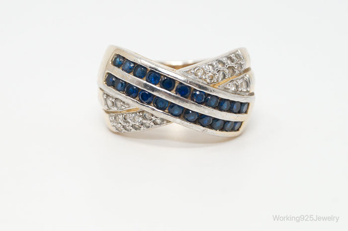Vintage Designer Ross Simons Sapphire CZ Gold Vermeil Sterling Silver Ring SZ 10