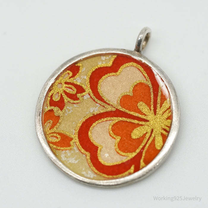 Vintage Designer S. Fleming Flowers Sterling Silver Necklace Pendant