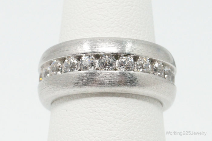 Vintage Designer SW Cubic Zirconia Sterling Silver Band Ring - Size 5