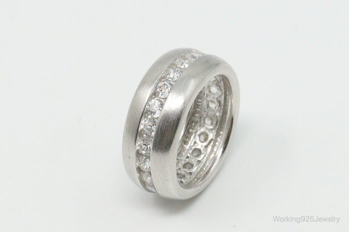 Vintage Designer SW Cubic Zirconia Sterling Silver Band Ring - Size 5