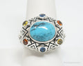 Vintage Designer SX Multi Gem Sterling Silver Ring - Size 10