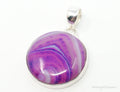 Vintage Designer TGGC Large Pink Agate Sterling Silver Necklace Pendant