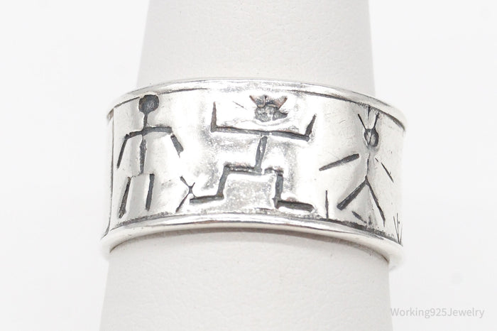 Vintage Designer Trades Southwestern Family Sterling Silver Ring - Size 7.25