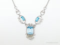 Vintage Designer Van Dell Blue Topaz Cubic Zirconia Sterling Silver Necklace