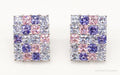 Vintage Designer White Pink & Purple Cubic Zirconia Sterling Silver Earrings