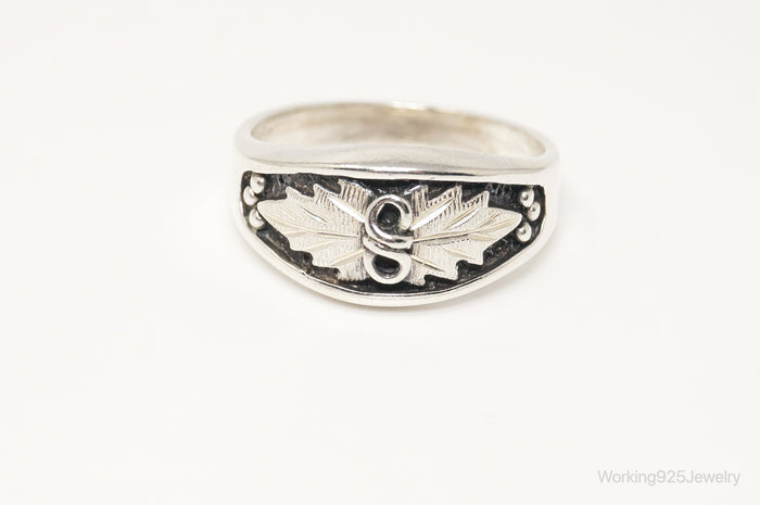 Vintage Designer WM Co Grape Vine Leaves Sterling Silver Ring - Size 13.75