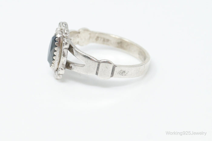 Vintage Designer WM Co Hematite Sterling Silver Ring - Size 5.75