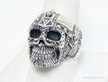 Vintage Detailed Large Skull Sterling Silver Ring - SZ 10