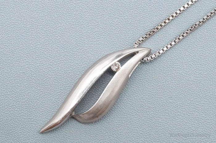 Vintage Diamond Sterling Silver Necklace 18"