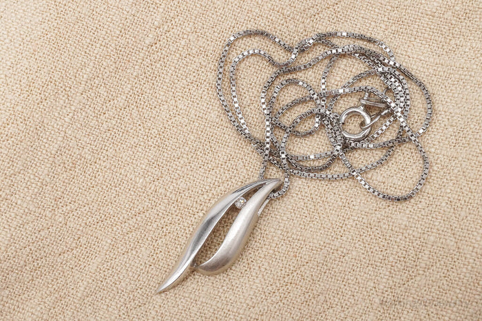 Vintage Diamond Sterling Silver Necklace 18"