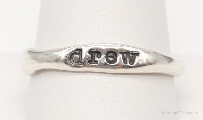 Vintage "Drew" Name Sterling Silver Ring - Size 10.75