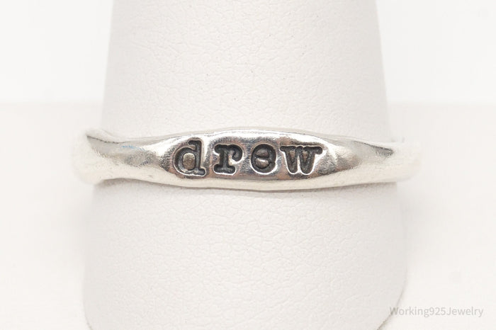 Vintage "Drew" Name Sterling Silver Ring - Size 10.75
