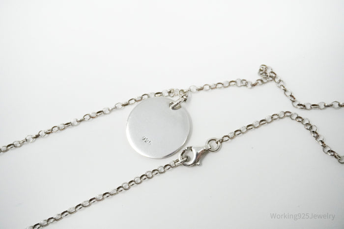 Vintage FAITH Sterling Silver Hammered Style Pendant Necklace 17"