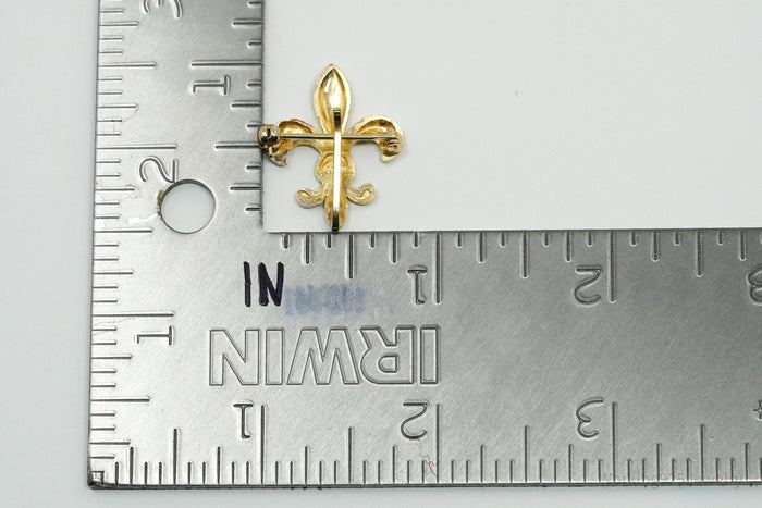 Vintage Fleur De Lis Gold Vermeil Sterling Silver Brooch Pin
