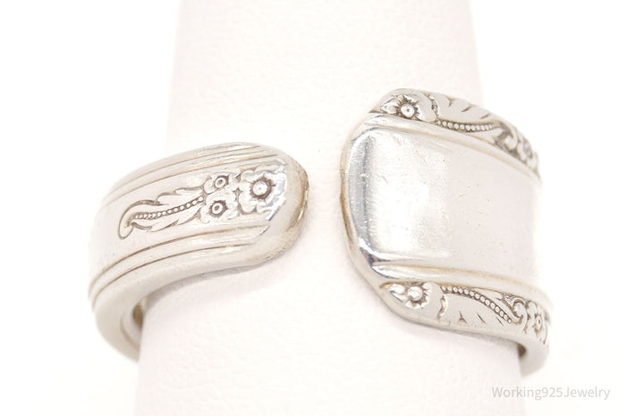 Vintage Floral Pattern International Sterling Silver Spoon Ring Size 10