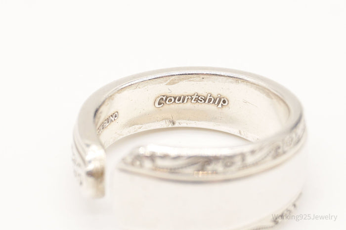 Vintage Floral Pattern International Sterling Silver Spoon Ring Size 10