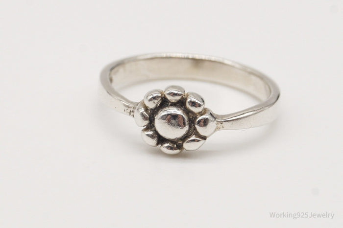 Vintage Flower Sterling Silver Ring - Size 4.25