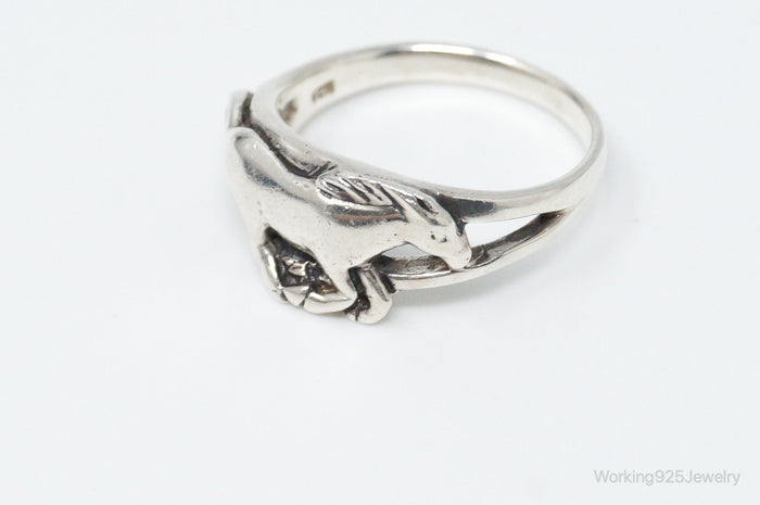 Vintage Galloping Horse Southwestern Sterling Silver Ring - Size 7.75