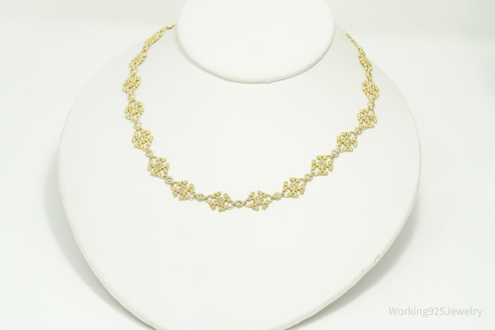 Vintage Gold Vermeil Cubic Zirconia Sterling Silver Necklace 16"
