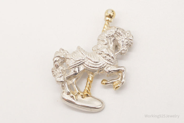 Vintage Gorham Merry-Go-Round Carousel Horse Gold Vermeil Sterling Silver Pin