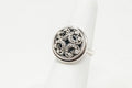 Vintage Granulated Style Sterling Silver Cut Out Ring - Sz 5.25 - 798975075