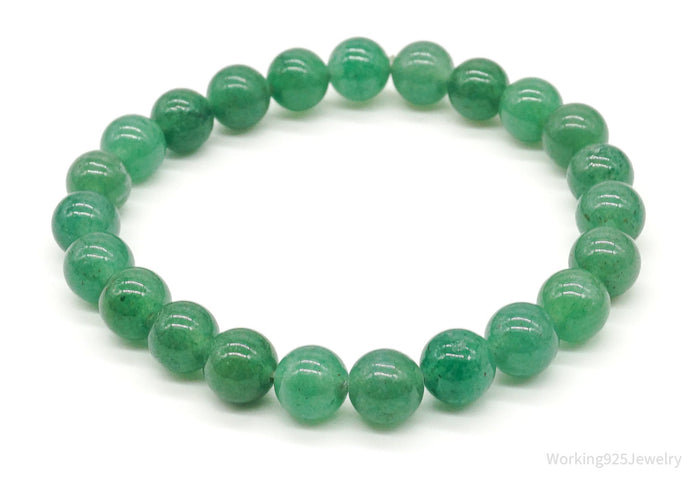 Vintage Green Jade Beads Stretch Bracelet