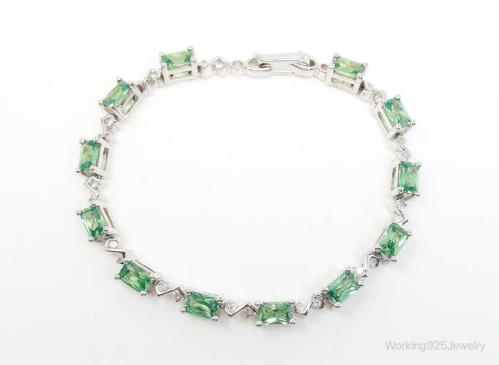 Vintage Green Mystic Topaz Cubic Zirconia Sterling Silver Bracelet