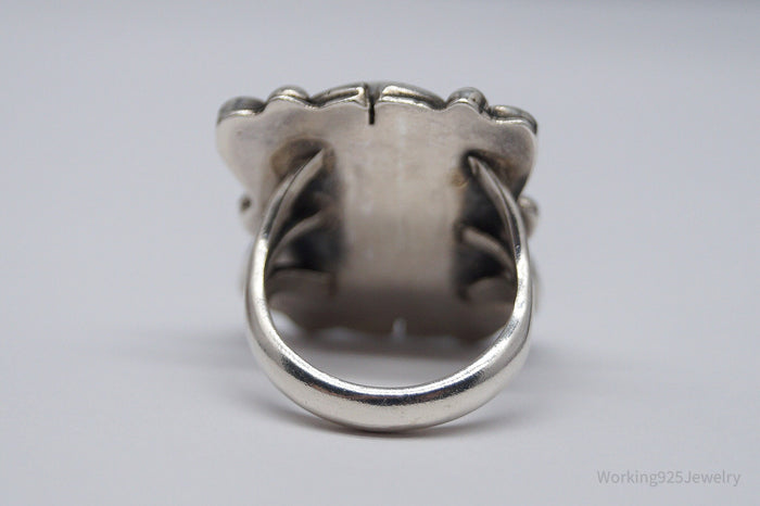 Vintage Handmade Native American Turquoise Unsigned Silver Ring - Size 6.75