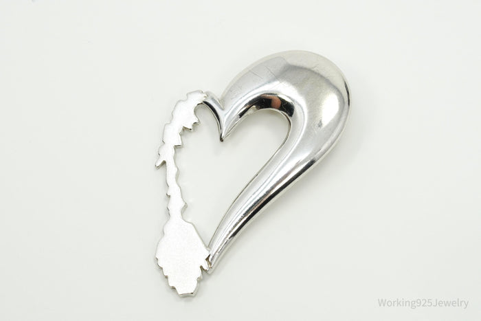 Vintage Heart Sterling Silver Necklace Pendant