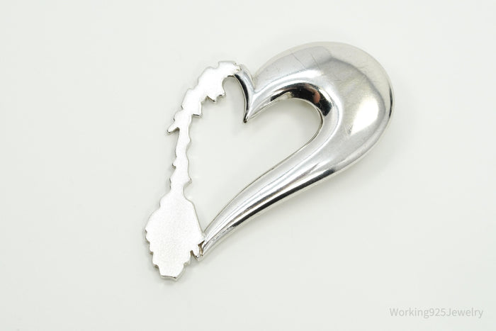 Vintage Heart Sterling Silver Necklace Pendant