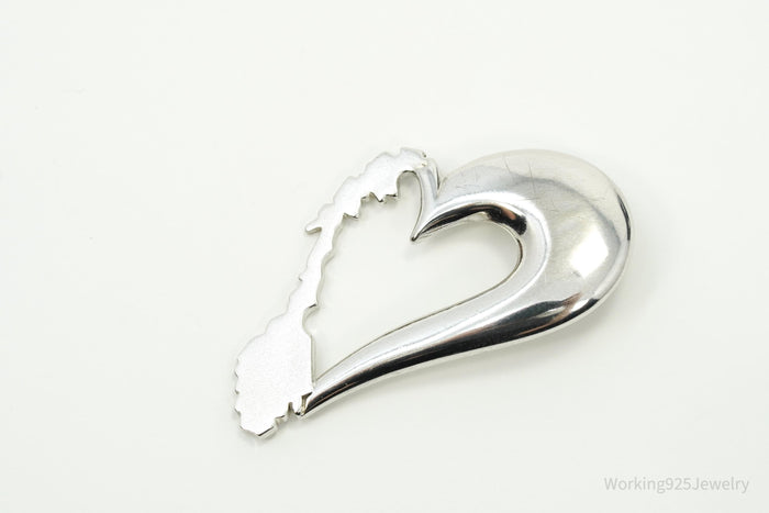 Vintage Heart Sterling Silver Necklace Pendant