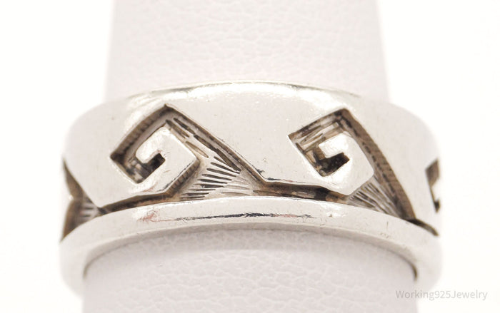 Vintage Hopi Native American Waves Sterling Silver Band Ring - SZ 7.25