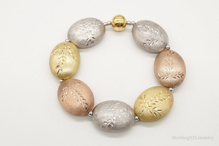 Vintage Italian Designer Gold Vermeil High Fashion Sterling Silver Bracelet