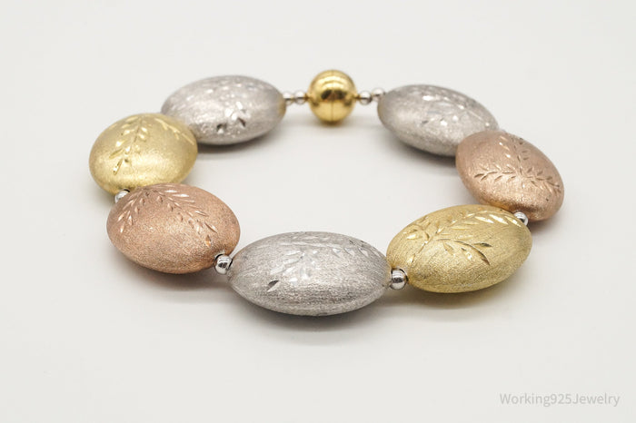 Vintage Italian Designer Gold Vermeil High Fashion Sterling Silver Bracelet