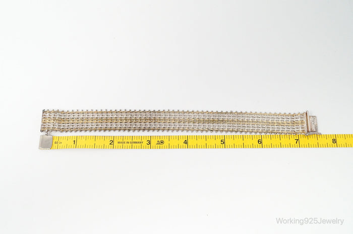 Vintage Italian Designer IBB Gold Vermeil Weave Sterling Silver Bracelet
