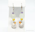 Vintage Jade Amethyst Citrine Pearl Chinese Coin Style Sterling Silver Earrings