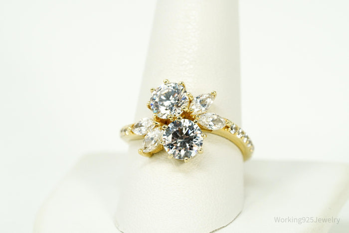 Vintage Jean Dousset Cubic Zirconia Gold Vermeil Sterling Silver Ring - Size 10.25