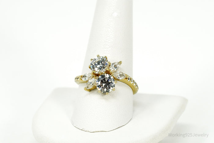 Vintage Jean Dousset Cubic Zirconia Gold Vermeil Sterling Silver Ring - Size 10.25