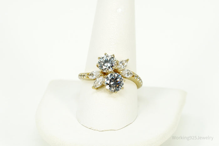 Vintage Jean Dousset Cubic Zirconia Gold Vermeil Sterling Silver Ring - Size 10.25
