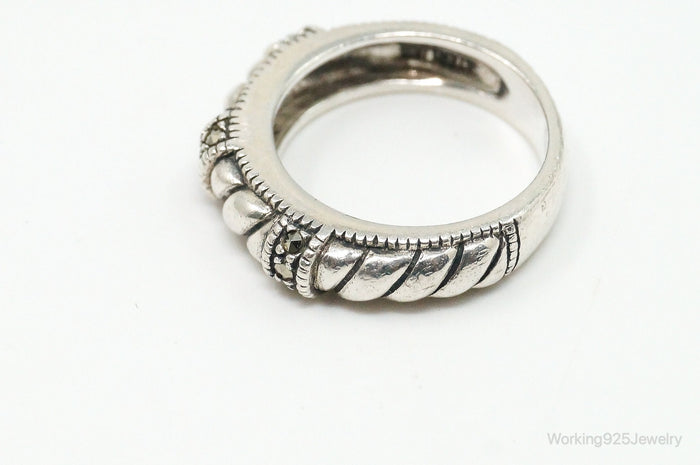 Vintage Judith Jack Marcasite Cable Sterling Silver Ring Size 4.75