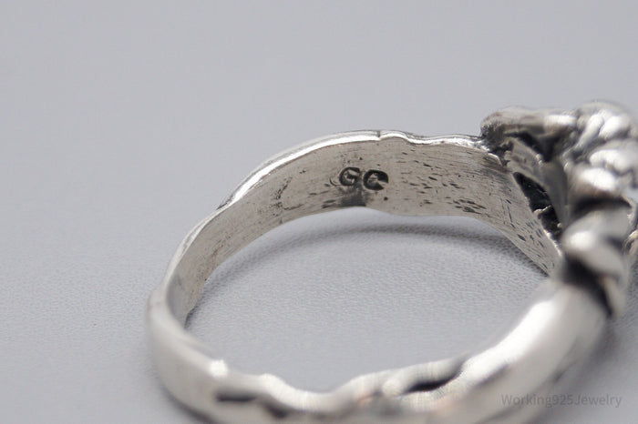 Vintage Kissing Couple Lovers Sex Sterling Silver Ring - Size 12.5