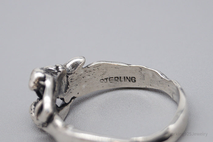 Vintage Kissing Couple Lovers Sex Sterling Silver Ring - Size 12.5